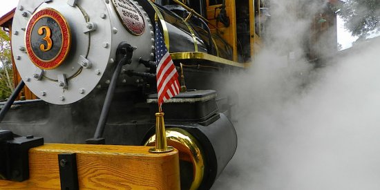 Poway Midland Railroad Train Steaming Up Close